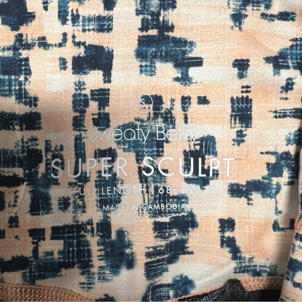 Sweaty Betty Leggings Small Super Sculpt 7/8 Length Pink Blue Abstract Print - Picture 5 of 8